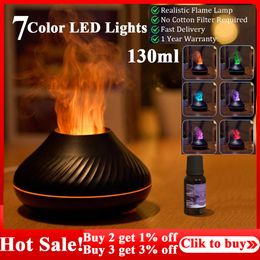 Appareils 130 ml diffuseur d'arôme de flamme volcanique lampe à huile essentielle humidificateur d'air de simulation USB avec parfum de veilleuse de couleur pour la maison