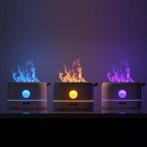 Appareils 3 couleurs lampe à flamme humidificateur d'air huile essentielle diffuseur d'arôme filtre gratuit diffuseur d'aromathérapie à ultrasons humidificateur pour la maison