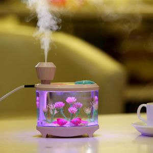 Appareils 460ML Humidificateurs d'air USB Mini diffuseur Beau réservoir de poisson Mist Maker LED Night Light Fogger Meilleur cadeau 4 couleurs