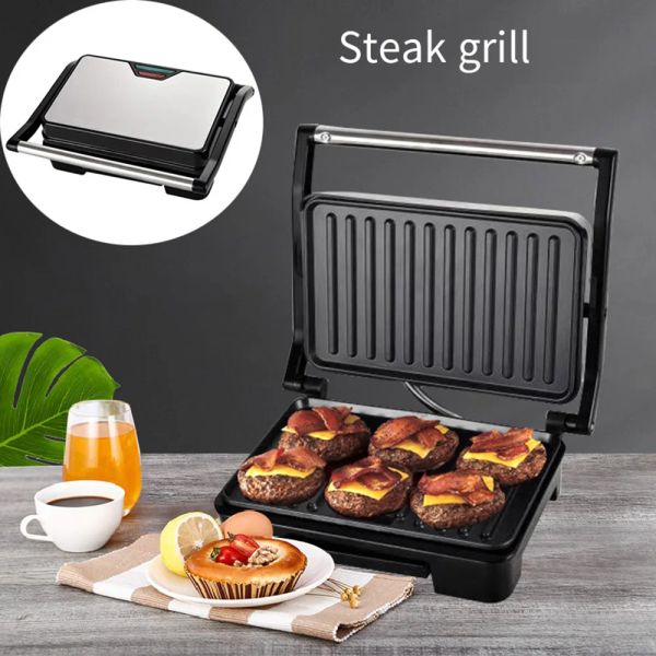 Appareils 750W Home Small Roast Steak Machine Hamburger électrique Waffle Sandwich Maker non-bâton Grill Grill Grill Breakfast Machine