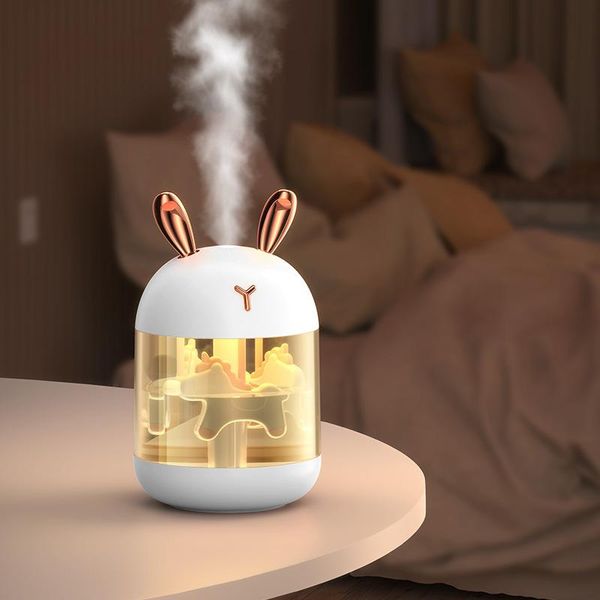 Electrodomésticos Humidificador de aire 300 ML Pet Cute Mini Humidificador USB Aroma Esencial Luces LED Lámpara de noche Purificador de aire Difusor para el hogar Coche