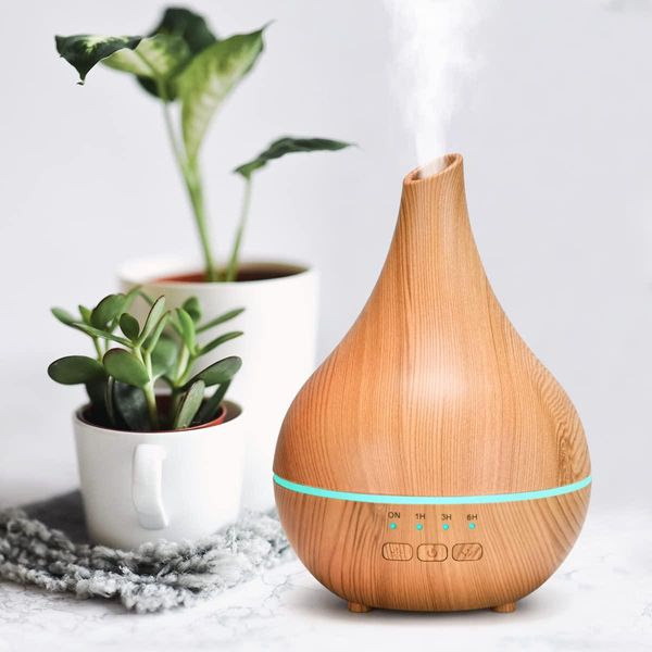 Appareils Humidificateur d'air Électrique Timing Mini Diffuseur D'arôme USB Grain De Bois LED Veilleuse Ultrasonique Huile Essentielle Cool Mist Maker Maison