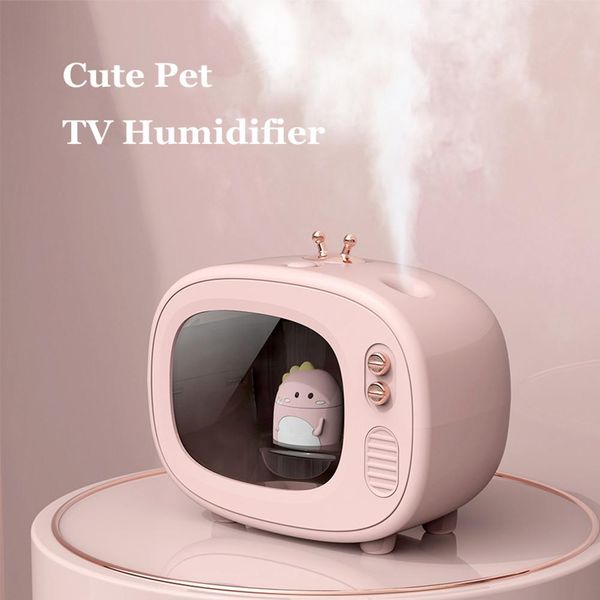 Appareils Creative TV Humidificateur d'air sans fil USB rechargeable Diffuseur d'eau à brume fraîche ultrasonique avec lumière LED Humidificador pour animaux de compagnie mignon