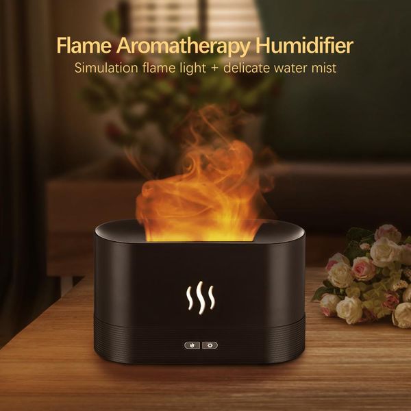 Electrodomésticos Llama Humidificador de aire Aromaterapia Difusor de aceites esenciales Olor eléctrico para difusores de fragancias para el hogar Cool Mist Maker Lámpara LED