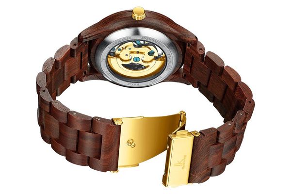 Electrodomésticos Ik Coloring, relojes mecánicos de madera a la moda de primeras marcas, relojes de pulsera automáticos de madera para hombre, relojes de esqueleto para hombre