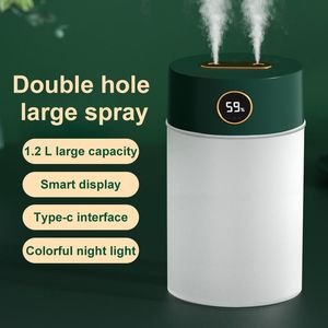 Appareils le plus récent humidificateur d'air à double buse 2l avec affichage d'humidité LCD diffuseur d'huile essentielle d'arôme de grande capacité pour la maison, la chambre à coucher