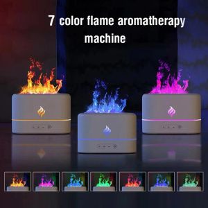 Apparaten draagbare coole mist USB LED verandering kleur 7 kleuren vuur vlam kamerbevochtiger aroma etherische oliediffuser h2o luchtbevochtiger