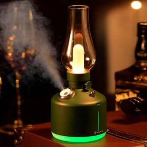 Apparaten Retro Lamp Luchtbevochtiger 1200 mAh USB Oplaadbare Draadloze Geurverspreider Essentiële Olie 7 Kleur Lichten Cool Mist voor Thuis Auto