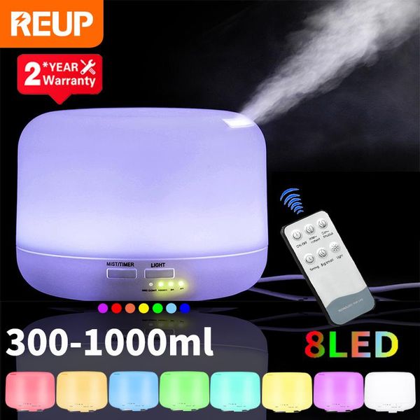 Appareils Reup Humidificateur d'air Diffuseur d'arôme électrique Humidificateurs d'aromathérapie Diffuseurs Ultrasons Cool Mist Maker Fogger LED Essential