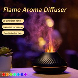 Electrodomésticos Difusor de aroma volcánico Humidificador de aire Llama USB Aromaterapia Difusor de aceite esencial con lámpara colorida Fragancia de dormitorio de oficina