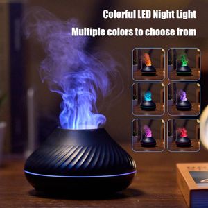 Apparaten Vulkanische vlam Geurverspreider Etherische olielamp Kleurrijke nachtverlichting 130 ml USB draagbare luchtbevochtiger met kleurennachtlampje