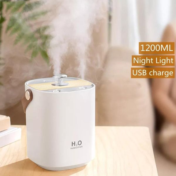 XIAOMI Humidificateur d'air 1,2 L Humidificateurs à ultrasons silencieux avec lumière pour chambre de bébé Humidificateurs à arrêt automatique USB rechargeable