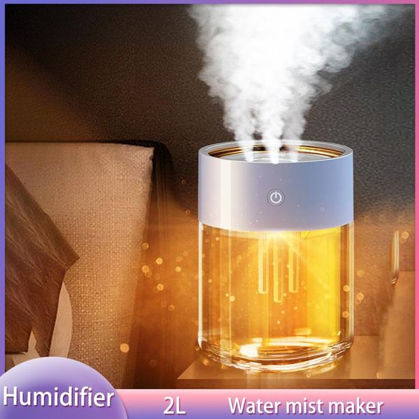 Electrodomésticos XIAOMI Youpin Humidificador de aire Distribuidor de olores Difusor de aceite esencial ultrasónico Lámpara LED Triple boquilla Pesada Niebla Mist Maker 2L