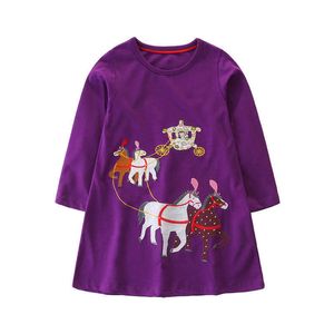 Applique Baby Kleding Jurken Royal Carriage Katoen Kids Herfst Jurk Selling Lange Mouw Kleding 210529