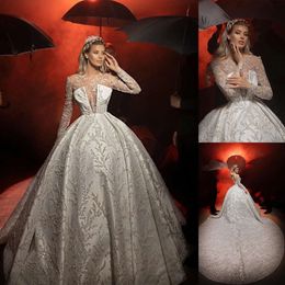 Appliques Romantische juweelbal 3D-Floral Design Trouwjurken ploegen vegen trein Backless Lace Up Bruids Jurk op maat gemaakte plus size vestidos de novia