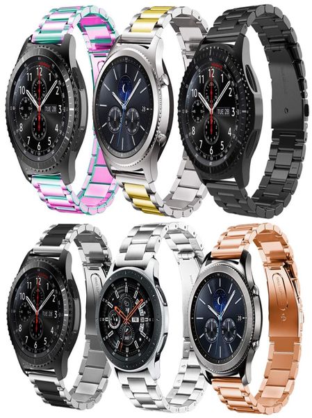 Appliquer 22 mm pour Huawei GT2 Samsung Gear S3 bracelet Galaxy 46 mm trois perles en acier inoxydable bracelet de montre en métal avec outil de réglage noir ro6461550