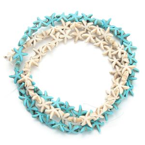 Environ 38 pièces/paquet de perles turquoises bleues et blanches, 1.3cm x 1.3cm, entretoise ample, petites perles de rocaille, DIY