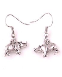 Abricot Fu Vintage argent Animal rhinocéros pendentifs à breloque boucles d'oreilles pour femmes fille mode bijoux cadeau 1943460