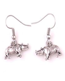 Abricot Fu Vintage argent Animal rhinocéros pendentifs à breloque boucles d'oreilles pour femmes fille mode bijoux cadeau 7194552