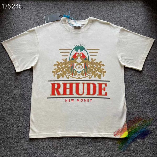 Abricot Rhude Perroquet Imprimer Vintage t-shirt Hommes Femmes 1 Haute Qualité Surdimensionné Top T-shirt 6byq