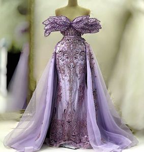 April ASO 2023 Ebi Lavendel Mermaid Prom kristallen Lace Evening Formeel feest tweede receptie Verjaardag verlovingsjurken Jurken Robe de Soiree ZJ628