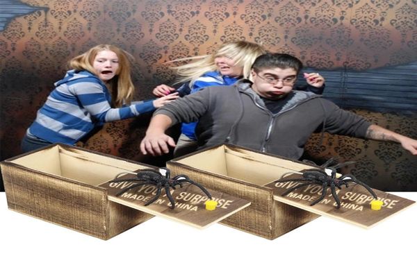 April Fool039 Jour surprise Prank Toy Animal Spider Box Boîte en bois Pratique Fun Prank Naughty Toy Kids Funny Gift9486461