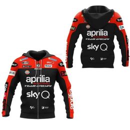 Aprilia hommes impression 3D Moto course polaire pull homme MOTO GP fermeture éclair à capuche survêtement col montant manteau mâle haut décontracté