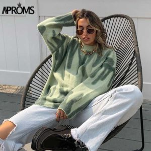 Aproms Multi rayé tricoté doux pulls femmes automne hiver longs pulls surdimensionnés pulls streetwear lâche vêtements d'extérieur 210714