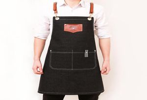 Tablier cowboy mode coréenne peinture barista magasin de thé serveur impression uniforme de coiffure logo personnalisé Y2001032367558