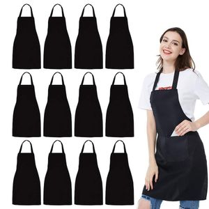 Schorten 12-pack schort - Unisex zwarte schort Bulk met 2 ruime zakken Machinewasbaar voor keukenknutselen BBQ-tekening 230831