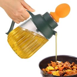 Tabliers Distributeur d'huile 2 en 1 avec brosse, bouteille de sauce transparente, récipient de stockage d'huile d'assaisonnement antidérapant pour outil de cuisine