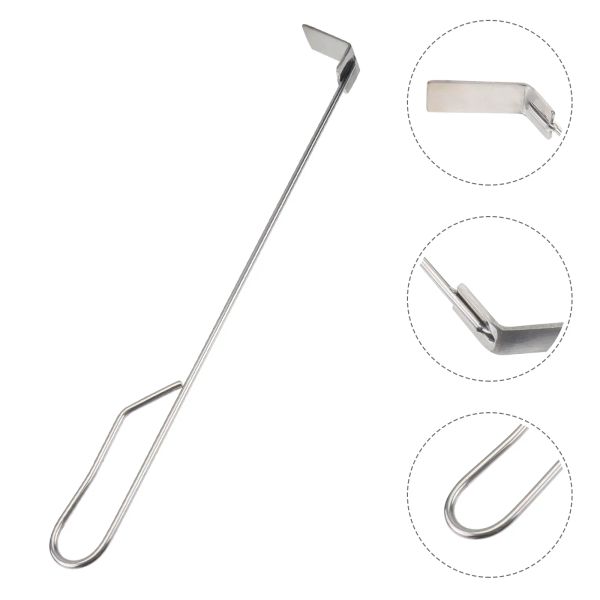 Delantales Rastrillo de cenizas de carbón de acero inoxidable de 46 cm, herramienta para cenizas de barbacoa, rastrillo de póker para estufa de leña para ahumador de carbón Joe (plata)