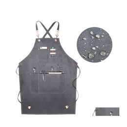 Schorten aanpassing canvas pinafore waterdichte kleurresistent met twee zakken schort keuken koken bakkok kok kapper drop deli otf9t