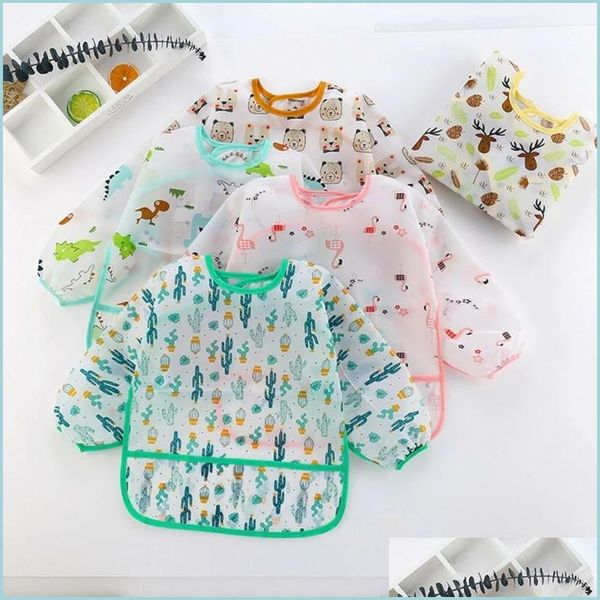 Delantales Delantal de bebé Nuevos productos lindos para niños Niño pequeño Impermeable Manga larga Blusa de arte Babero de alimentación para 06 años Entrega de gota Inicio G Dhbnw