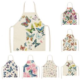 Delantales Mariposa Delantal Hogar Cocina Cocina Hornear Jardinería Para Mujeres Hombres Con Bolsillos Floral Colorf Mariposas Flores Románticas 122 Dh4Ar