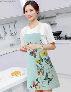 Tabliers Butfly imprimé motif tabliers Coton lin pour femmes cuisiner maison nettoyage de pâtisserie
