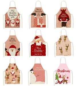 Tabliers Noël Santa Claus Cédite de motif de cerf 5365 cm Cuisine maison cuisine tablier cuit porte en coton lin adulte Bibs 463962703472