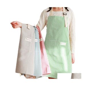 Aprons Cotton Apron Adjustable Adt Antifoing Restaurant Waiter Waitress Working Dustproof Steel Erall Drop Delivery Home Garden Texti Dhznh