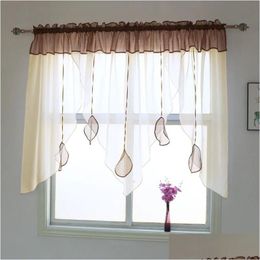 Schorten gordijnen mode hanger valance beige kleur body voile raam gordijn voor keuken balkon woonkamer 1 stks drop levering hom dhzos