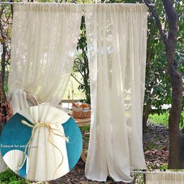 Tabliers rideaux vintage vintage fenêtre transparente drapes de lin yarn sning chambre pour le salon du salon rideau à la maison gouttes de mariage dhl7f