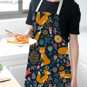 Schorten schattig dierlijk bedrukt linnenschort voor keuken koken met taille stropdas en mouwloos ontwerp voor keukenbakkenaccessoires Y240401