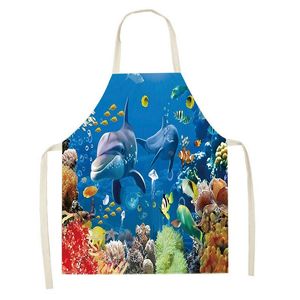 Schorten Dolphin Image Schort Kid Nordic Keuken voor Vrouwen Mannen Cafe Linnenhuisaccessoires