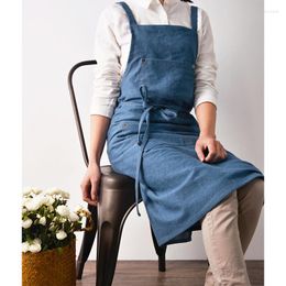 Schorten mode katoen denim schort voor vrouwen mannen keuken koken bak restaurant kappersbarista verstelbare pinafor