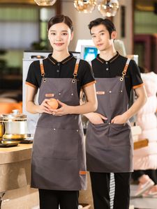 Schorten mode waterdicht schort canvas verstelbare taille riem keuken koken bakgrill slabbetjes voor vrouwen mannen catering ober uniform 221203