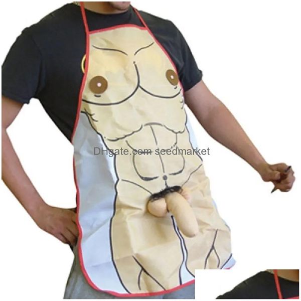 Tabliers Drôle nouveauté 3D homme nu tablier de cuisine pour les amateurs de conception de cadeaux de déguisements 201007 livraison directe maison jardin textiles Dht4x