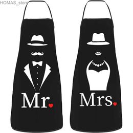 Tabliers Hot Mr Right et Mme toujours droit tablier pour femmes hommes unisex Bib Funny Cuisine cuisine Cuisine Tablier Cuisine Chef Baking Y240401