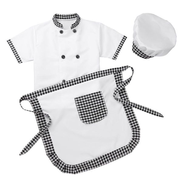 Disfraz para niños delanteros para chef chaqueta uniforme gorro de la gorra para niños restaurante de la cocina del restaurante del restaurante de la cocina para niños