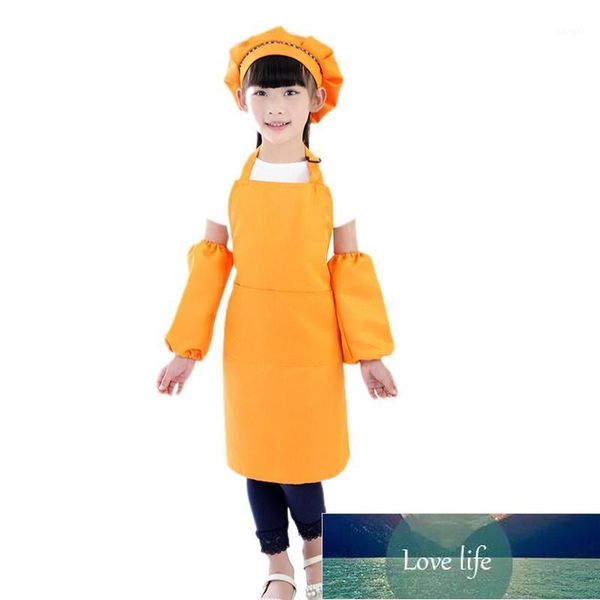 Tabliers enfants tablier complet bavoir ensemble avec poche et manches de chapeau artisanat cuisine chef cuisine art enfants bricolage vêtements1 prix d'usine conception experte qualité dernier style