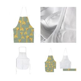 Tabliers Cuisine Sublimation Blanks Diy Oil Proof Antifoing Blanc Toile Uniforme Écharpe 70X48 Cm Impression Femmes Hommes Arrivée 89Ex M2 Dro Otte9