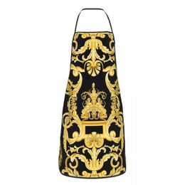 Schorten luxe gouden Europa Floral Apron Women Men Men unisex Bib keuken kooktablier keuken chef bakken 230815